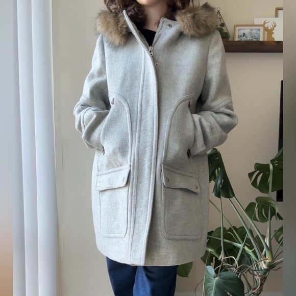 J.Crew New Chateau Parka in Italian Stadium-Cloth, Heather Gray, Size 14 - Picture 16 of 16